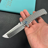 KUBEY KB294A Interflow Tactical Folding Knife Flipper Folder Grey Titanium Handle 3.50" Belt Satin Bohler M390 Blade